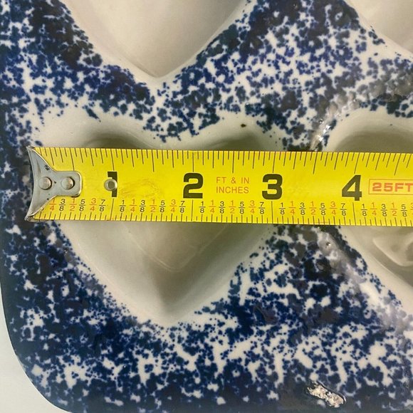 Unbranded Kitchen Vintage Ceramic Blue Spongeware Heart Baking